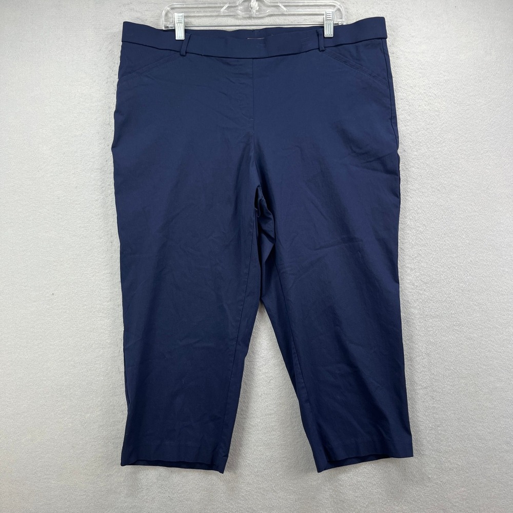 Rafaella Comfort Capri Pants Womens 22W Navy Blue Stretch Cropped Office Classic